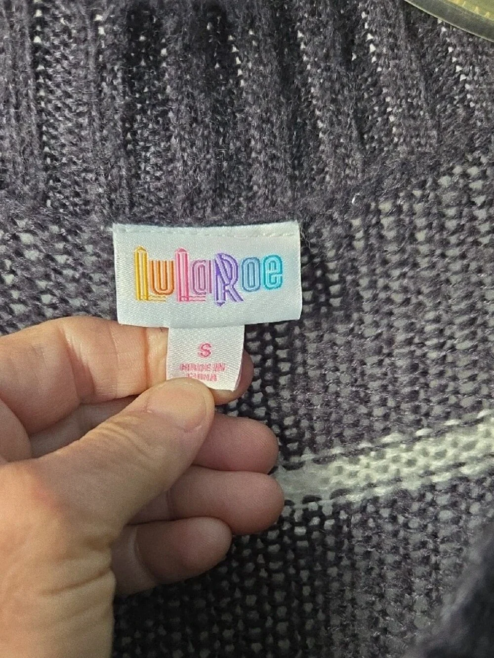 LuLaRoe Charcoal and White Striped Button Cardigan- Oversized Small